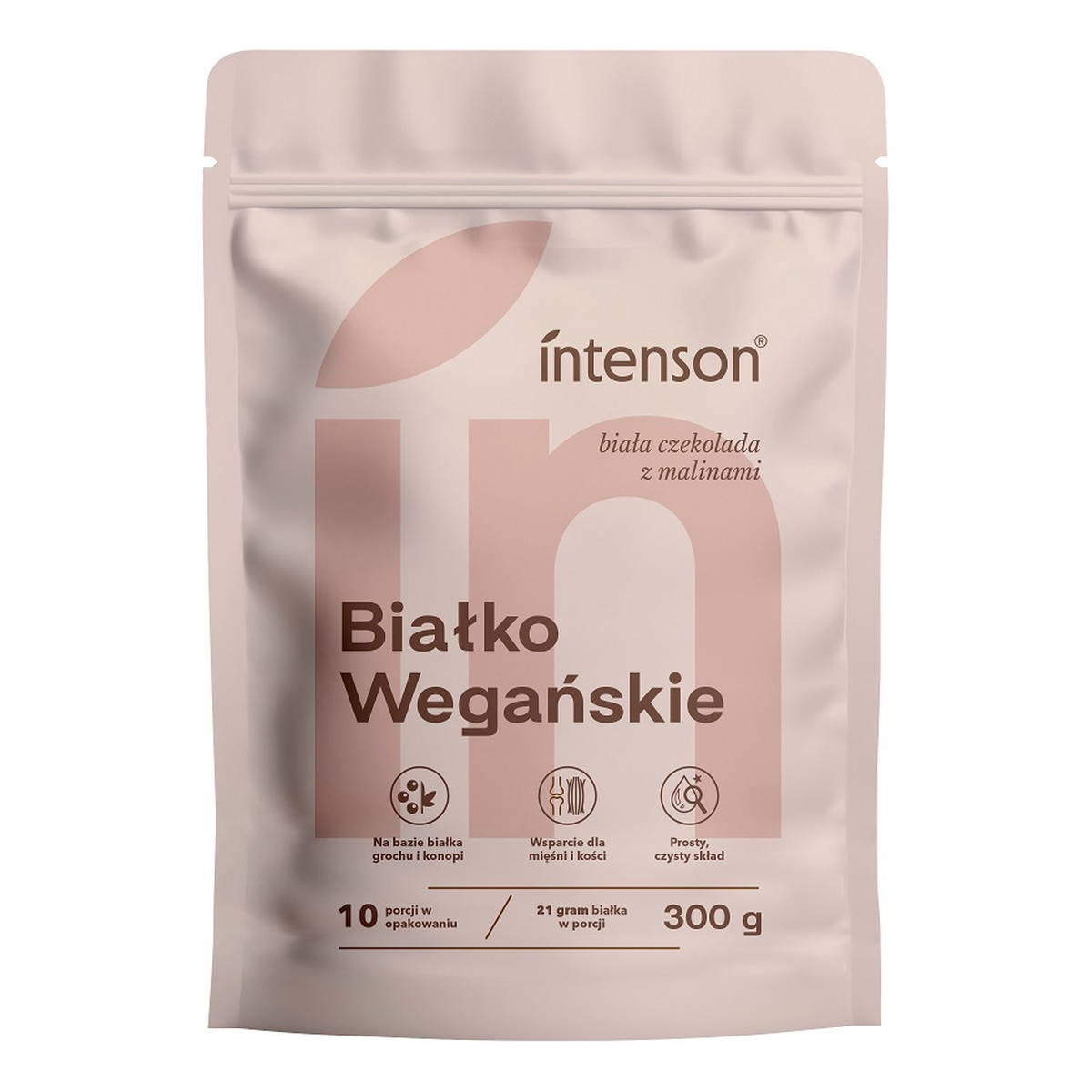 Intenson Białko Wegańskie o smaku białej czekolady i malin 300g