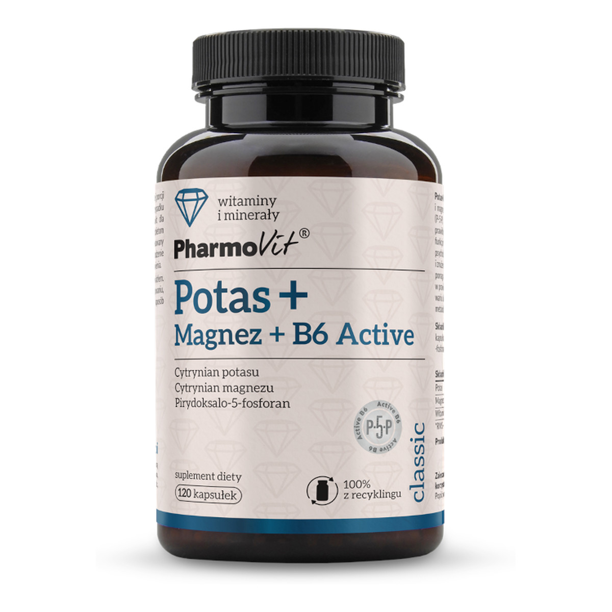 Pharmovit Potas + Magnez + B6 Active supelement diety 120 kapsułek