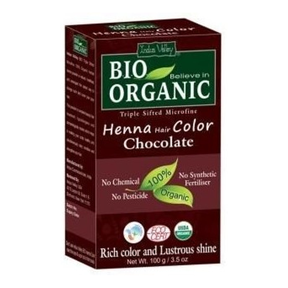 Indus Valley Bio Organic Organiczna farba do włosów na bazie henny 100g