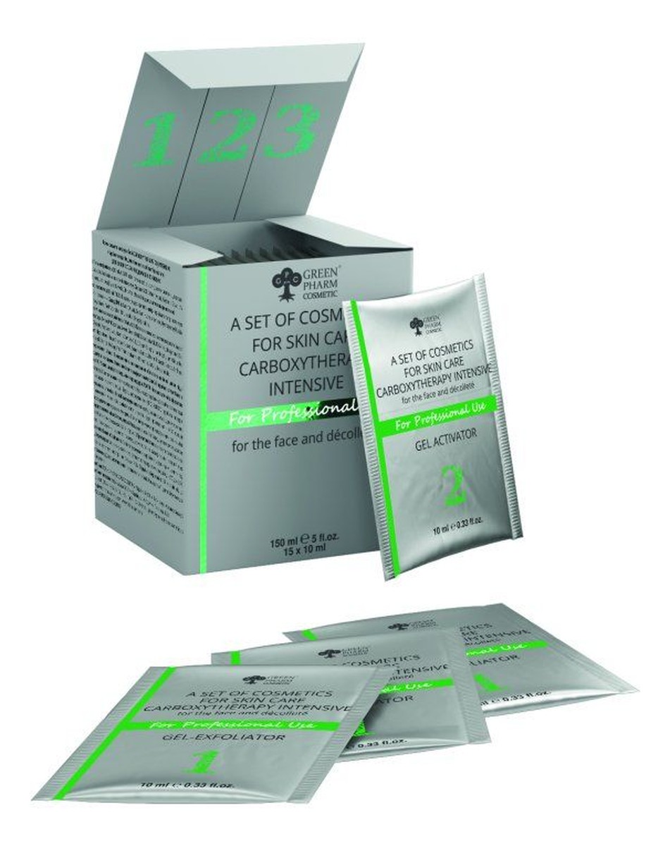 Carboxy Therapy żel aktywujący 5x10ml + żel peelingujący 5x10ml + żel uspokajający 5x10ml