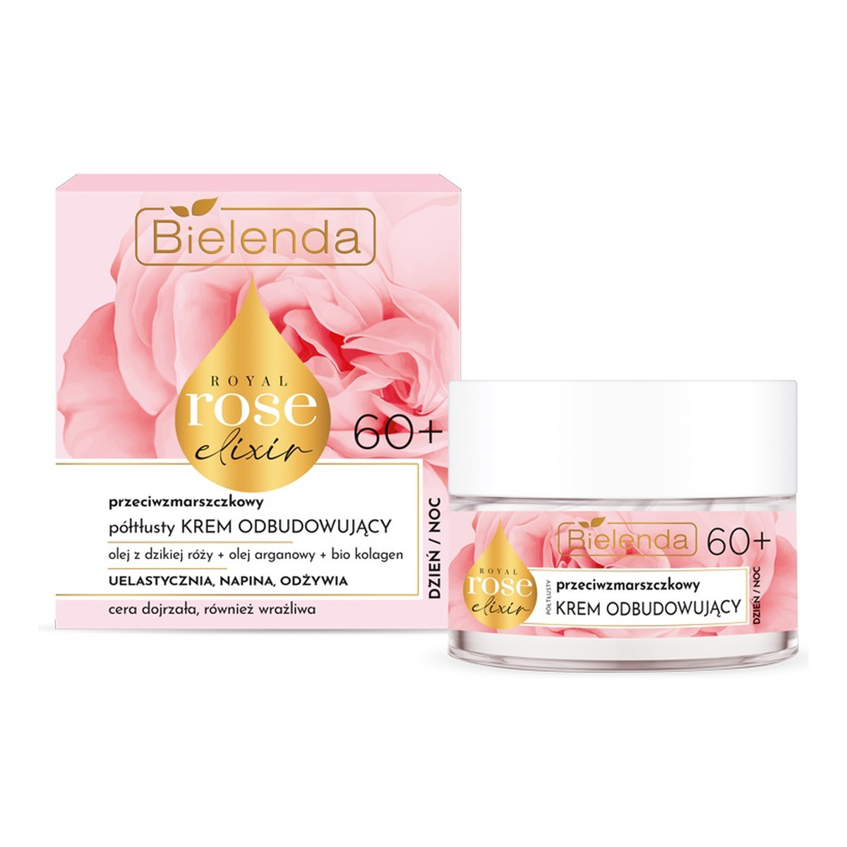 Bielenda Royal Rose Elixir przeciwzmarszczkowy półtłusty Krem odbudowujący 60+ 50ml