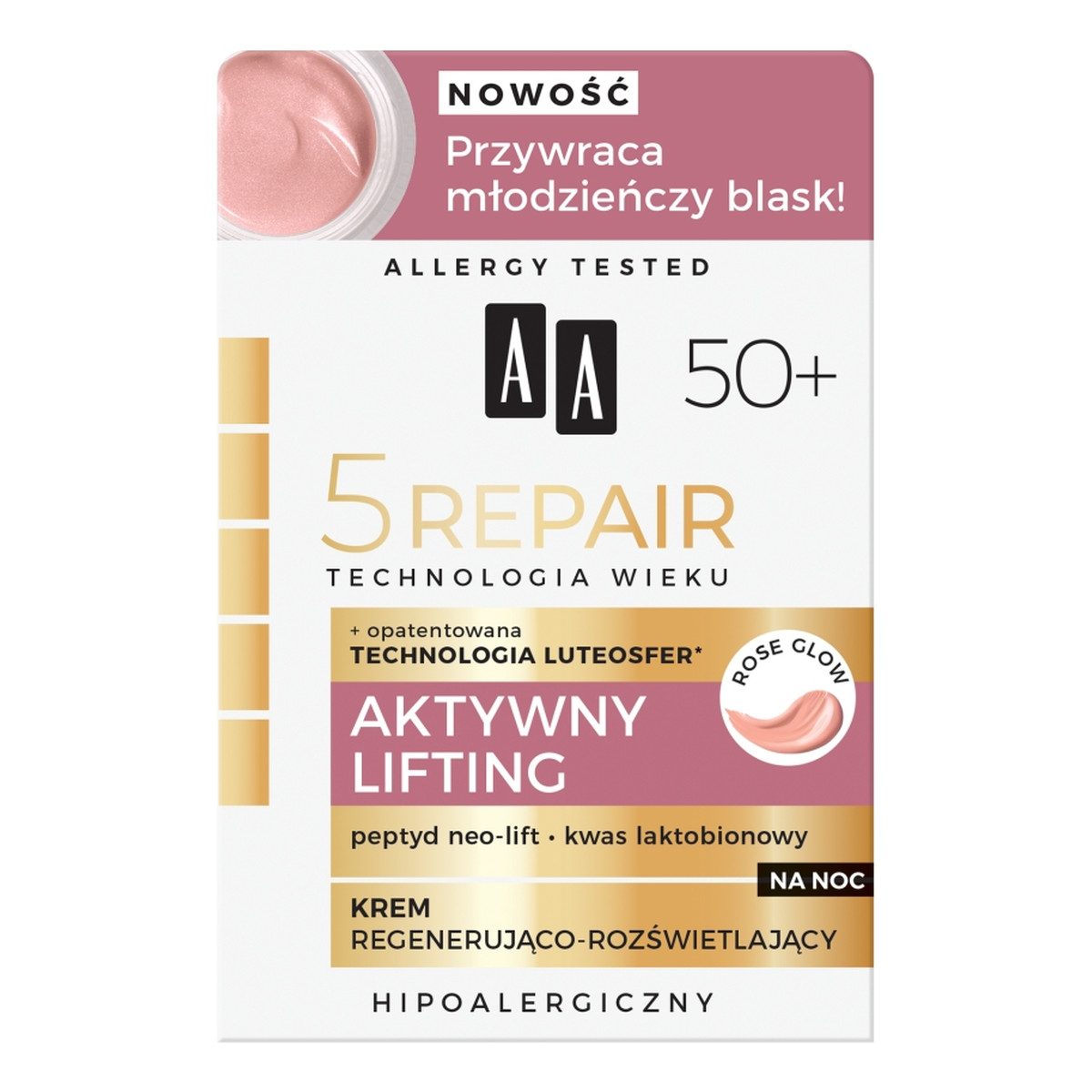 AA Technologia Wieku 5Repair 50+ Aktywny Lifting 5Repair 50+ Aktywny Lifting krem na noc regenerująco-rozświetlający 50ml