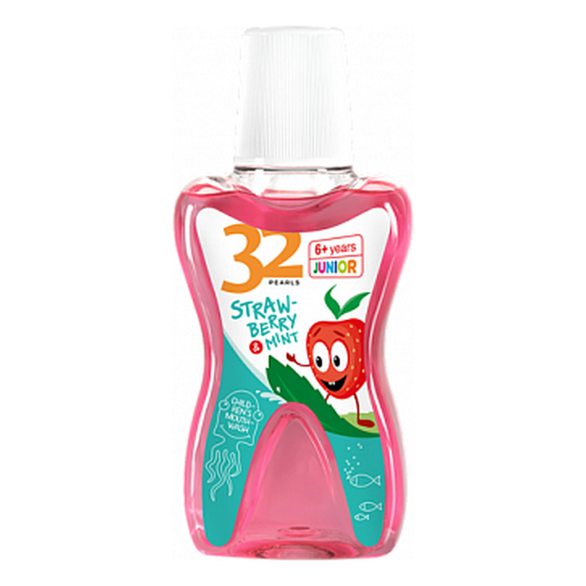 32 Pearls Junior płyn do płukania jamy ustnej poziomka i mięta, 245ml
