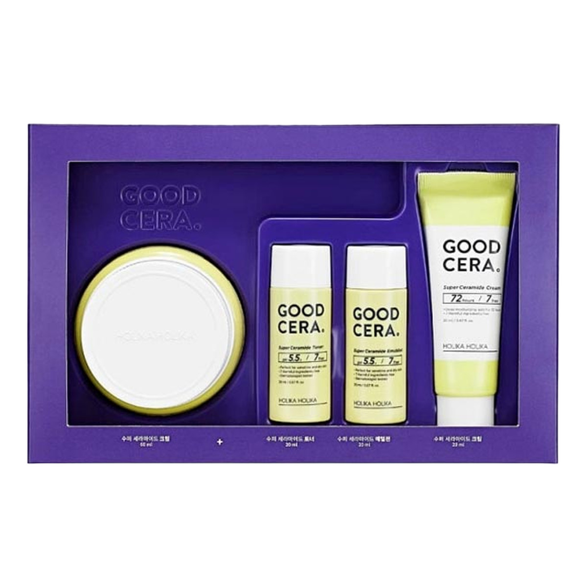 Holika Holika Good Cera Super Ceramide Zestaw nawilżający krem do twarzy 60ml + nawilżający krem do twarzy 20ml + nawilżająca emulsja 20ml + tonik do twarzy 20ml