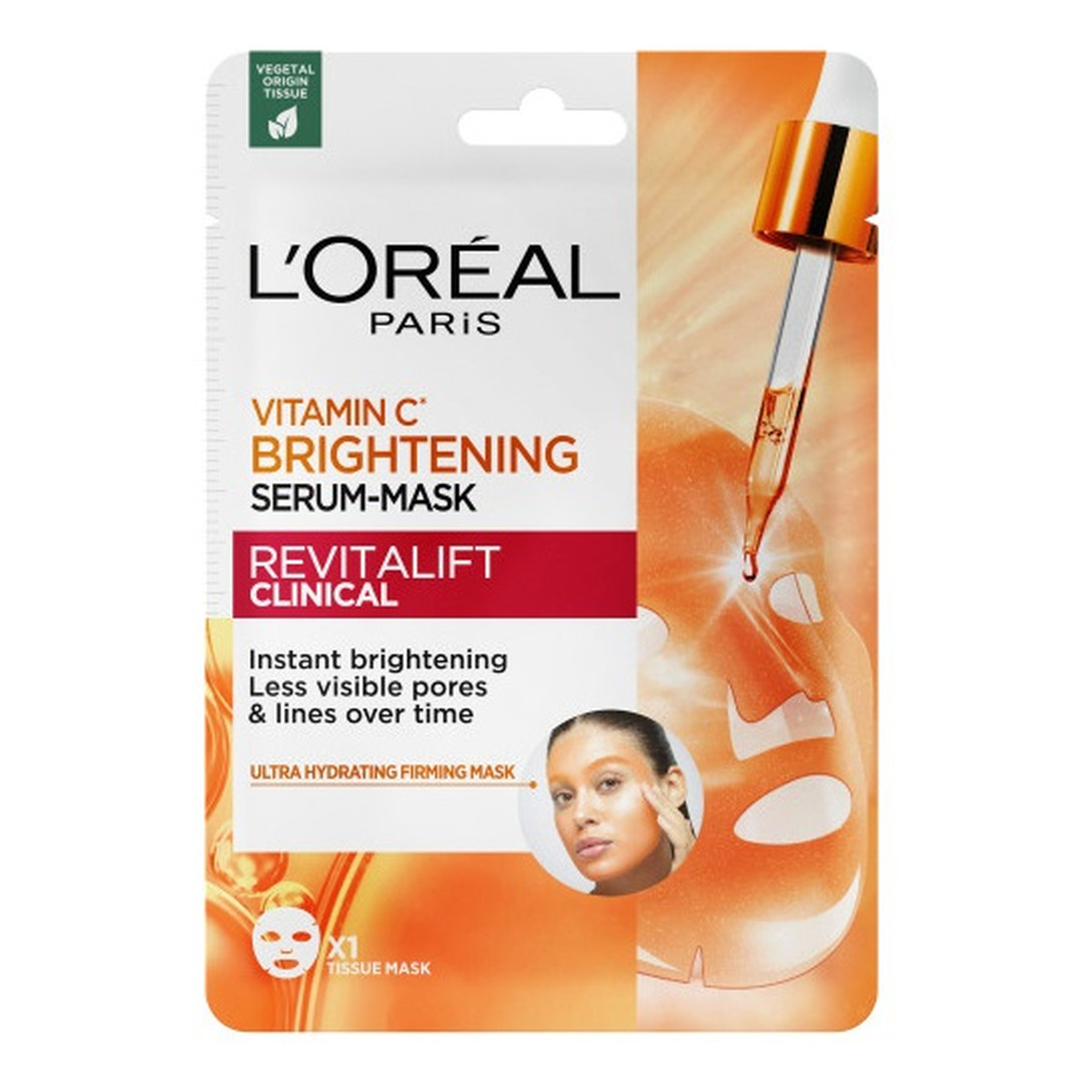 Loreal Revitalift clinical rozświetlająca maska-serum w płachcie z witaminą c i kwasem salicylowym 26g