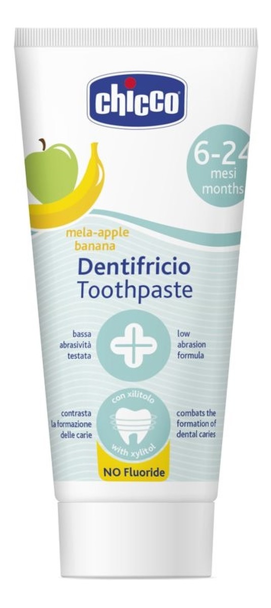 Toothpaste pasta do zębów bez fluoru o smaku jabłkowo-bananowym 6-24m