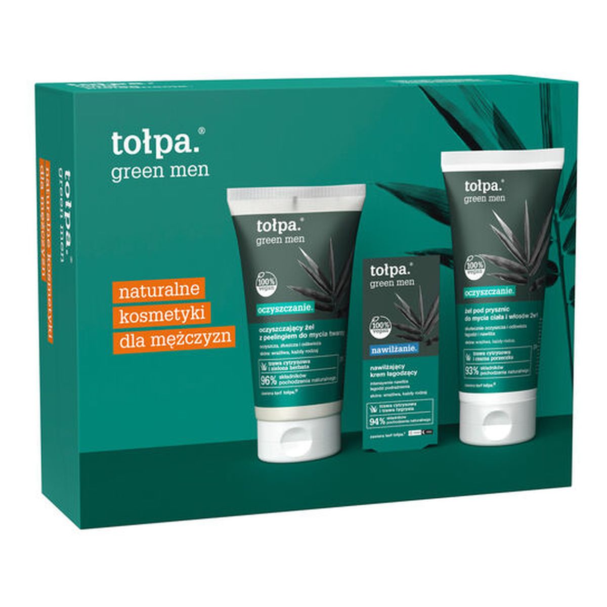 Tołpa Green Men Zestaw prezentowy Żel z peelingiem do mycia twarzy 150 ml + Krem łagodzący 50 ml + Żel pod prysznic 200ml