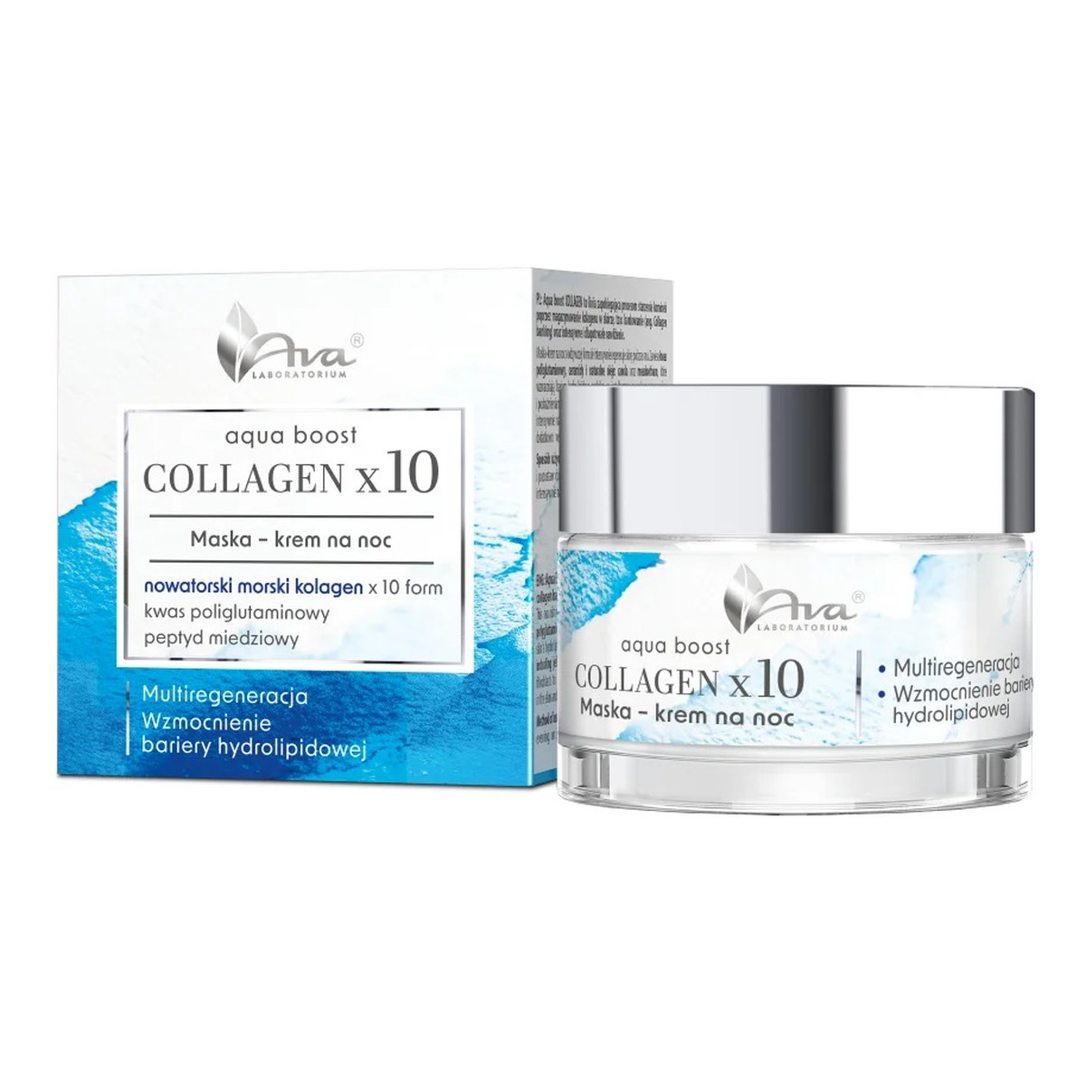 Ava Laboratorium Aqua Boost Collagen x10 maska-krem na noc 50ml