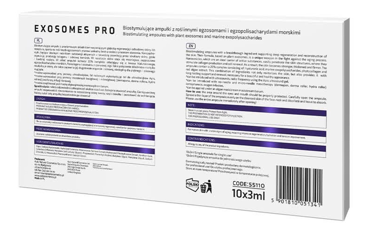 Biostymulujące ampułki z roślinnymi egzosomami 10 x 3ml + Maska algowa 200g