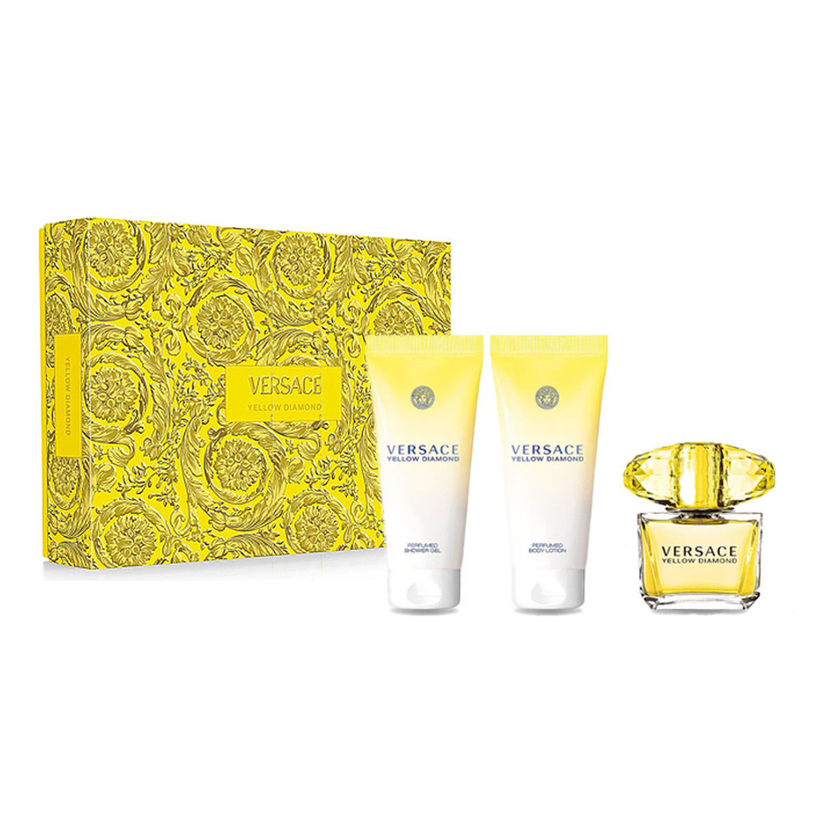 Versace Yellow Diamond Zestaw woda toaletowa spray 50ml + balsam do ciała 50ml + żel pod prysznic 50ml