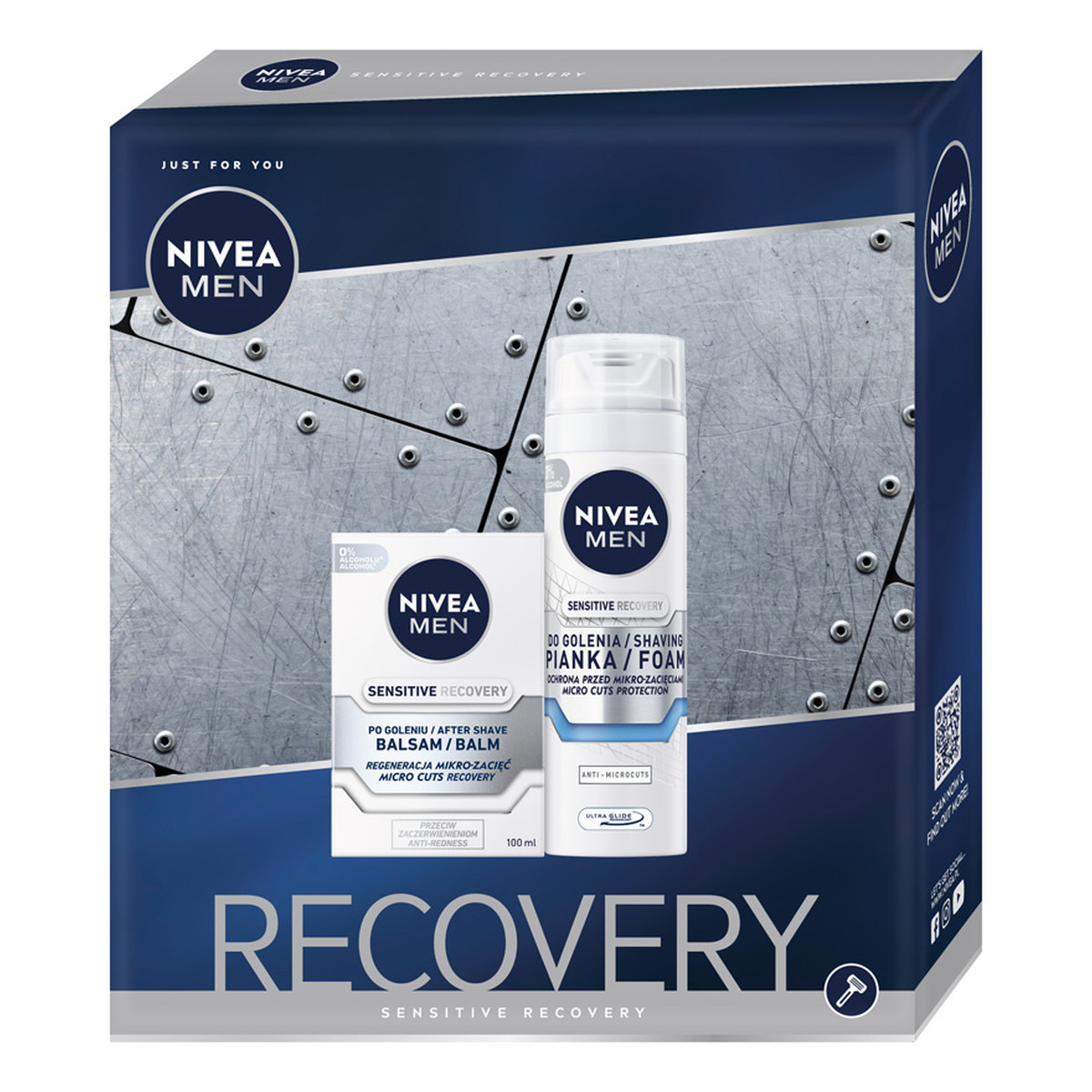 Nivea Men Sensitive Recovery Zestaw pianka do golenia 200ml + balsam po goleniu 100ml