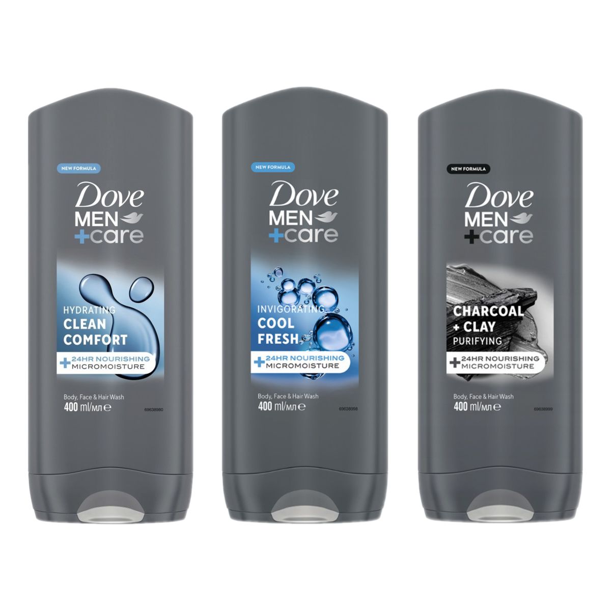 Dove Men+Care Żel pod prysznic Clean Comfort + Cool Fresh + Charcoal 3szt.