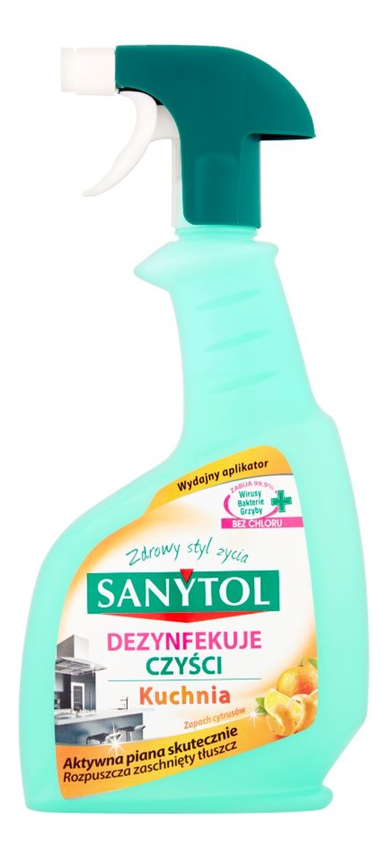 Płyn czyszczący i dezynfekujący do kuchni w sprayu cytrusy