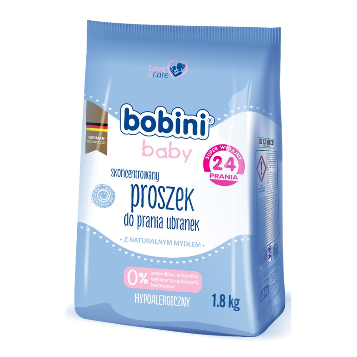 Bobini Baby kgSkoncentrowany proszek do prania ubranek niemowlęcych i dziecięcych Hypoalergiczny 1.8 kg