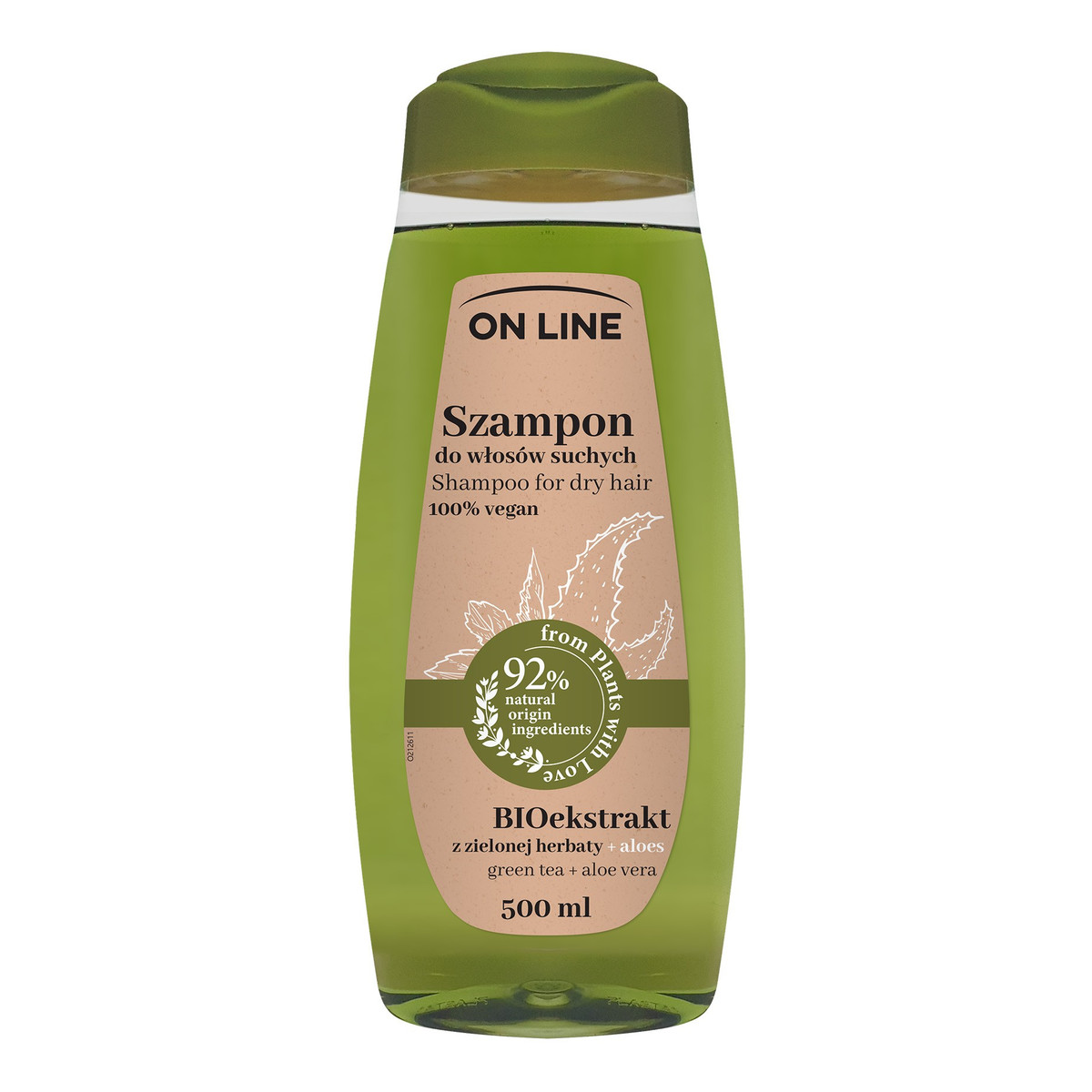 On Line From Plants With Love Szampon do włosów BIO ekstrakt z Zielonej Herbaty i Aloes 500ml