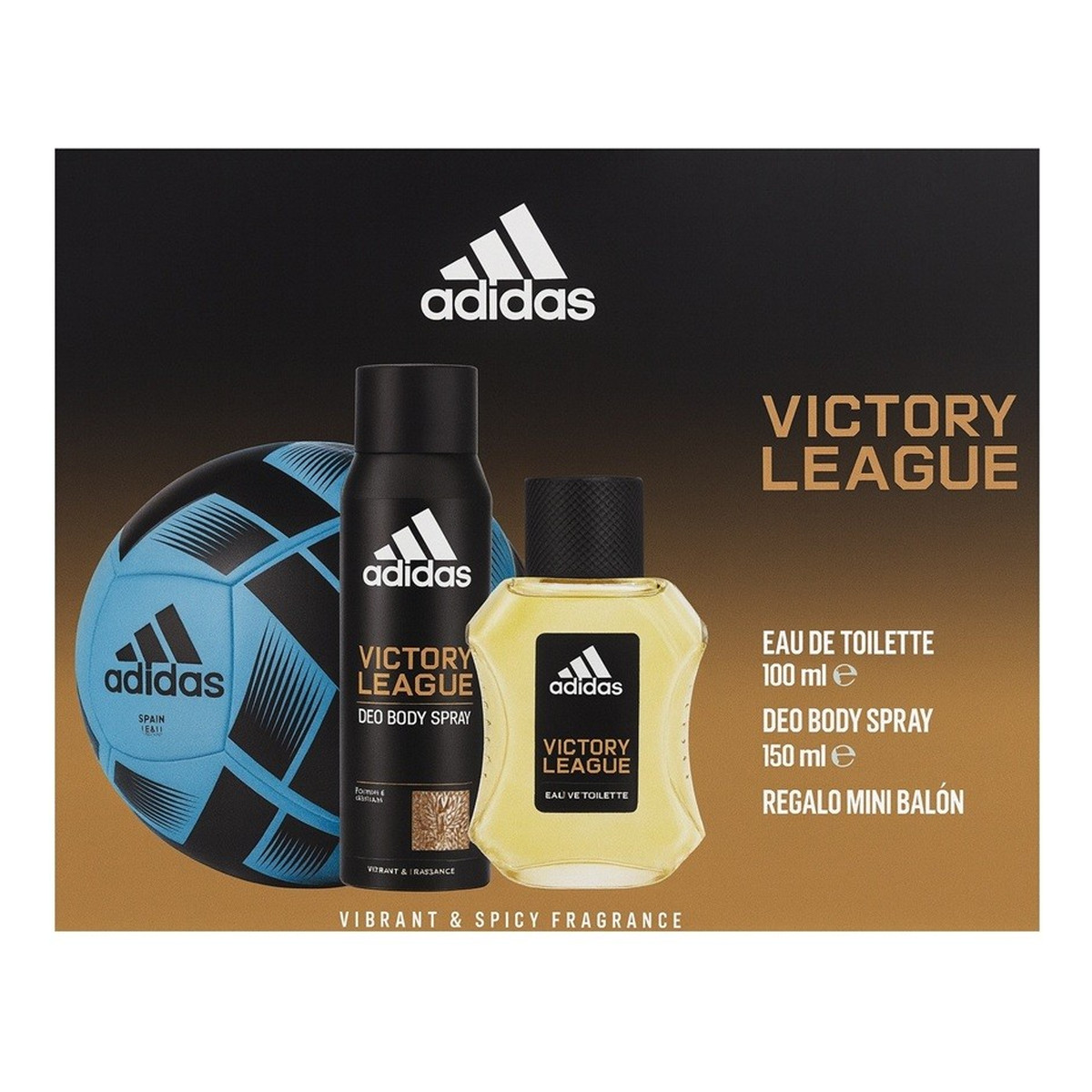 Adidas Victory League Zestaw woda toaletowa spray 100ml + dezodorant spray 150ml + mała piłka
