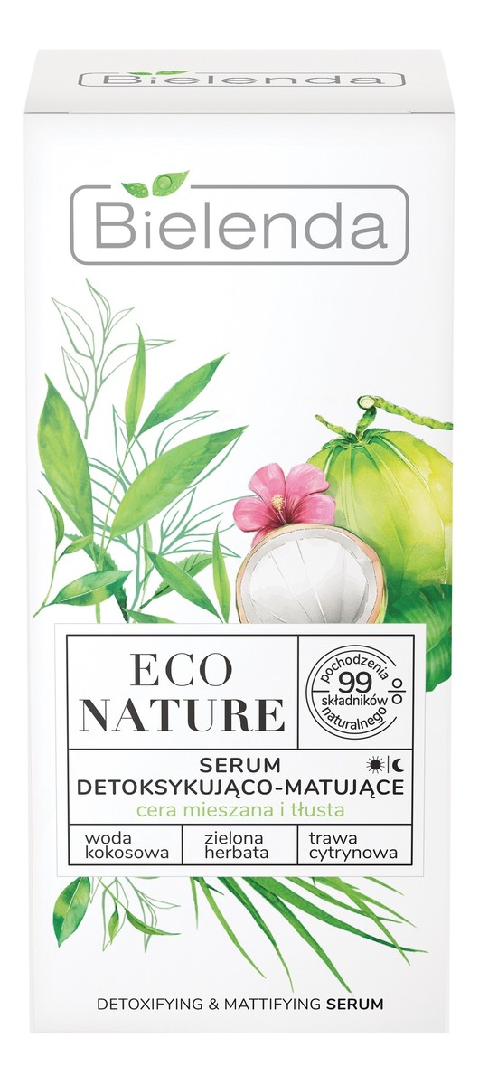 Serum do twarzy detoksykująco-matujące - Woda Kokosowa Zielona Herbata Trawa Cytrynowa