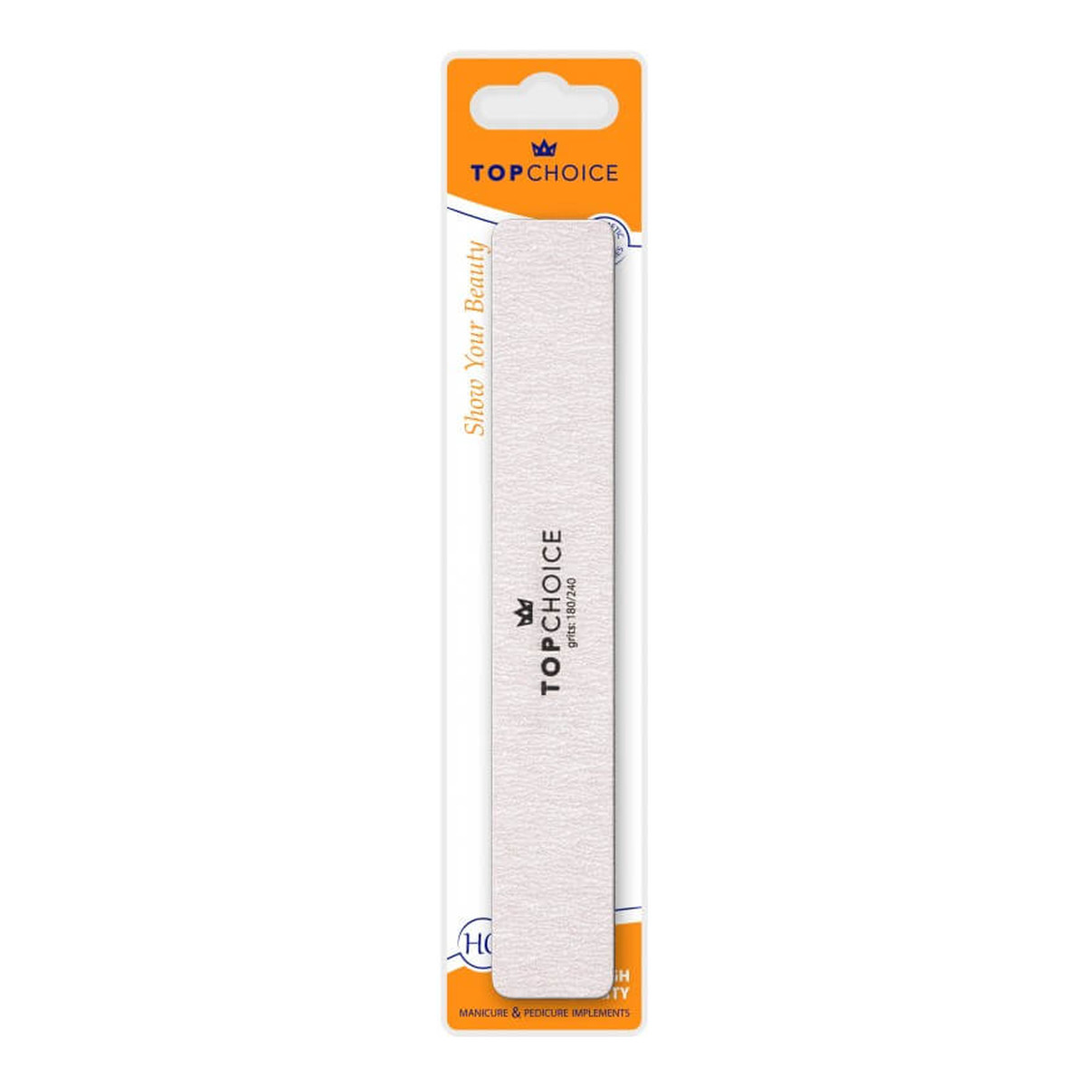 Top Choice Pilnik do paznokci 2-funkcyjny 180/240 prostokątny 18cm