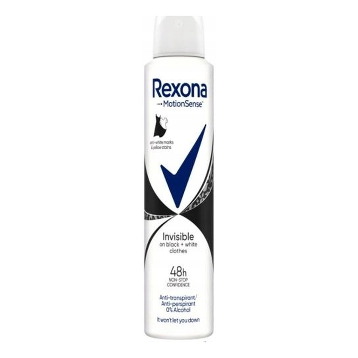 Rexona Invisible Black + White Clothes Antyperspirant w Sprayu dla Kobiet 48h 200ml