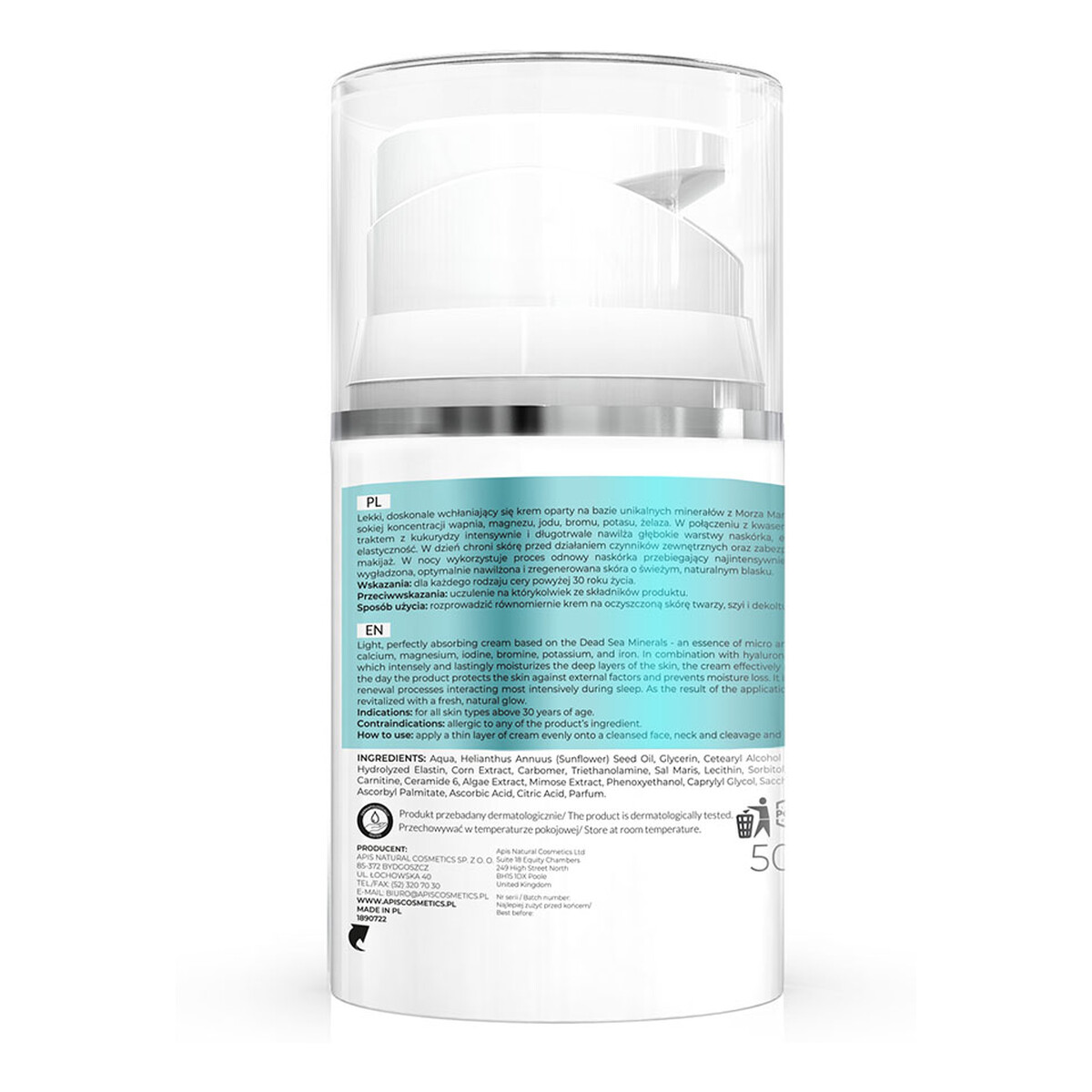 Apis Optima Dead Sea Minerals Krem Aktywnie Nawilżający Kwas Hialuronowy 50ml