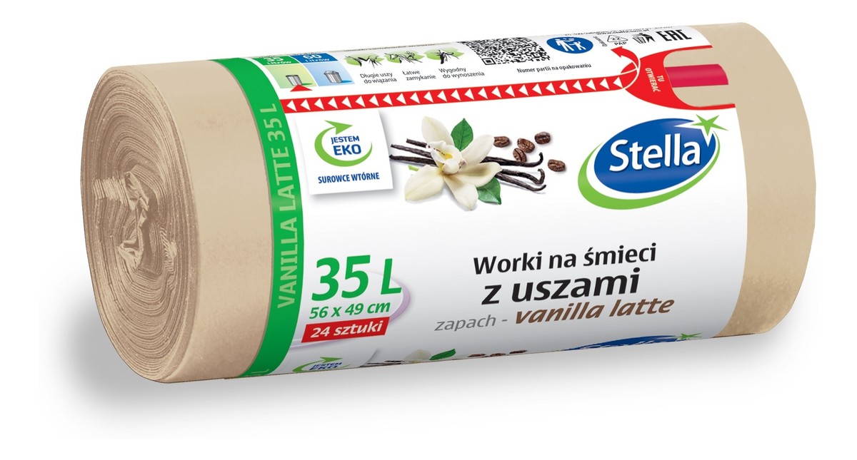 Worki na śmieci z uszami vanilla latte 35l 1op.-24szt