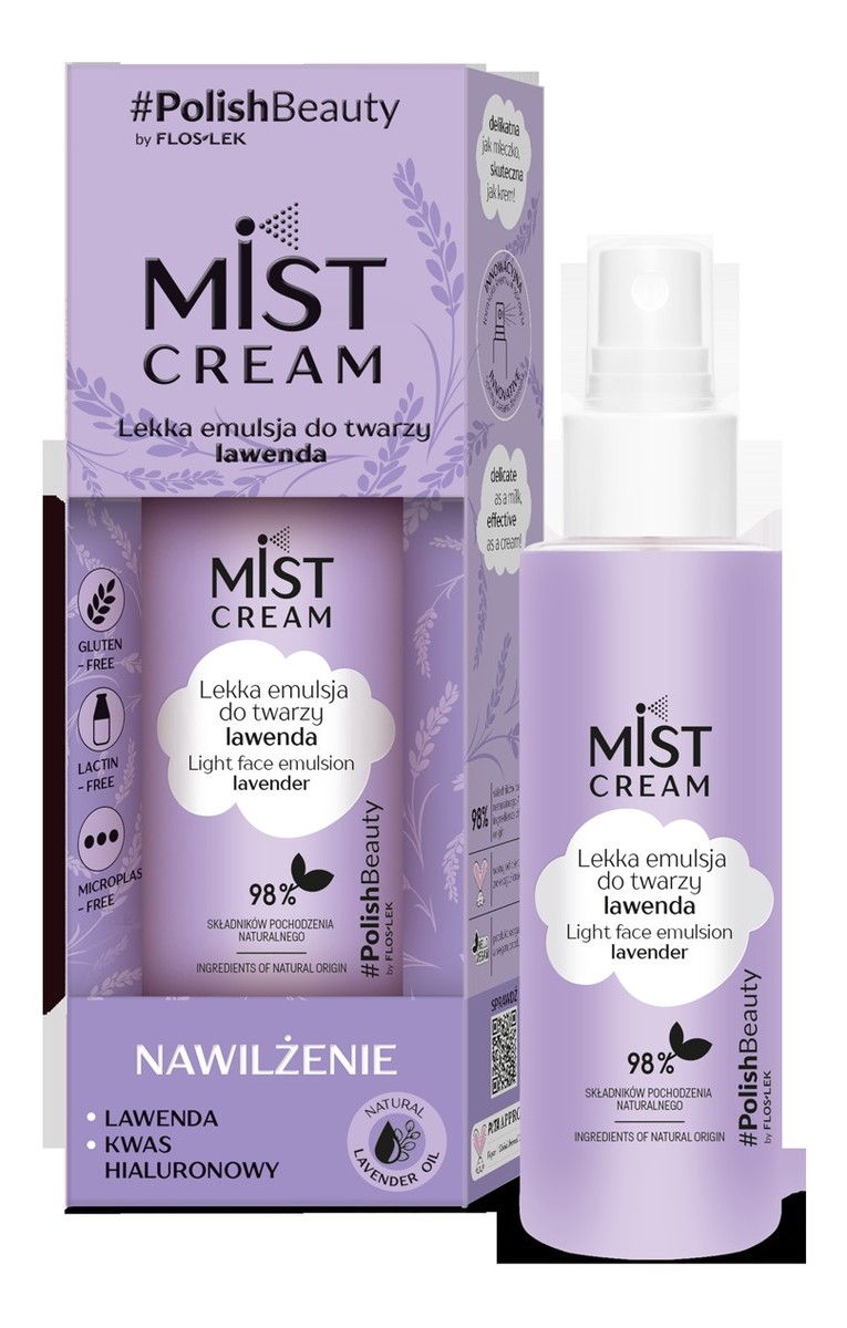 Mist Cream Lekka emulsja mgiełka do twarzy lawenda nawilżenie