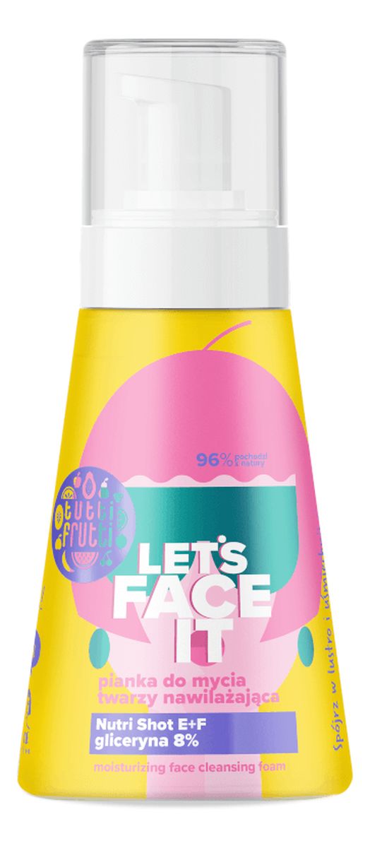 Let's Face It Nawilżająca pianka do mycia twarzy z gliceryną 8% + Nutri Shot E+F,