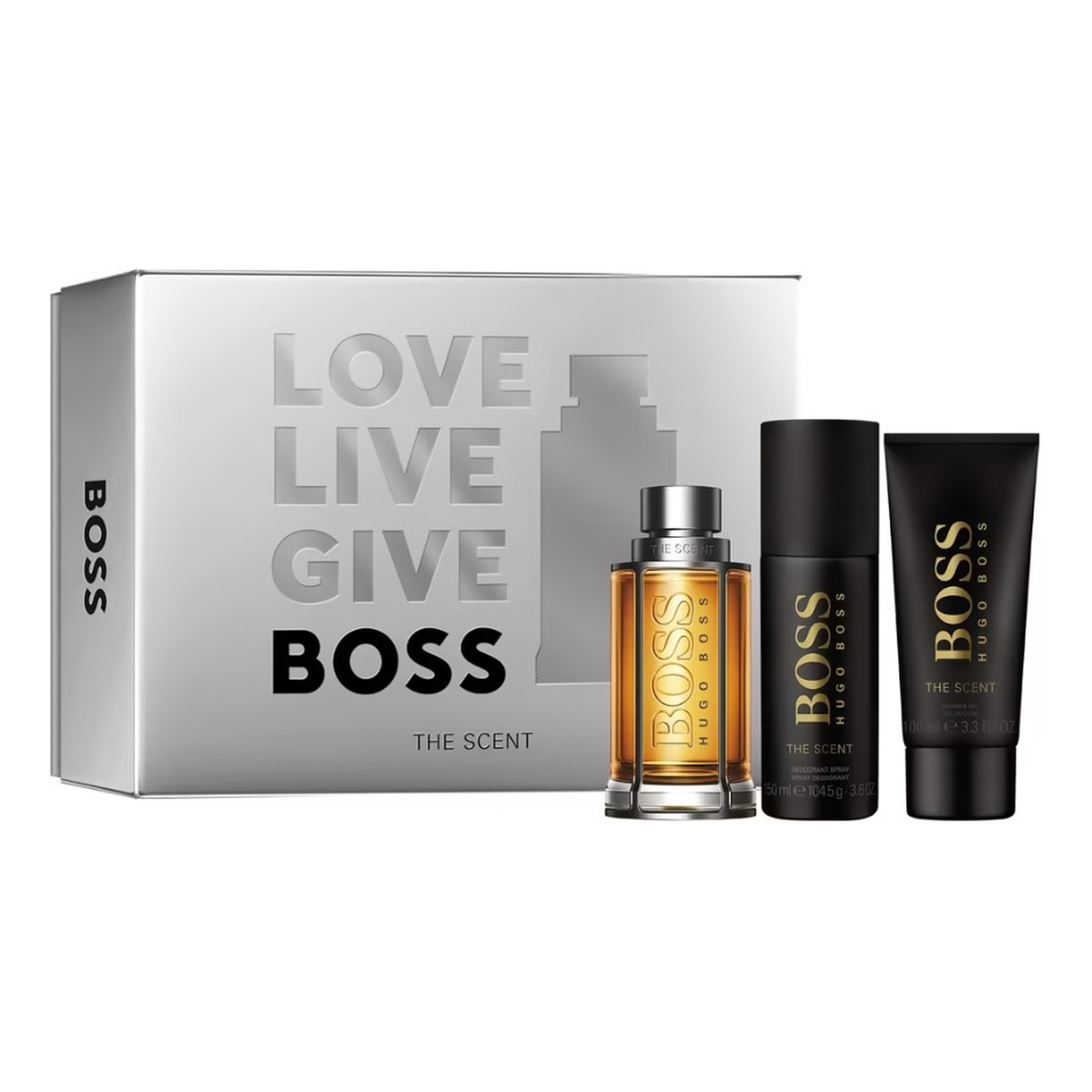 Hugo Boss The Scent For Man Zestaw woda toaletowa spray 100ml + dezodorant spray 150ml + żel pod prysznic 100ml