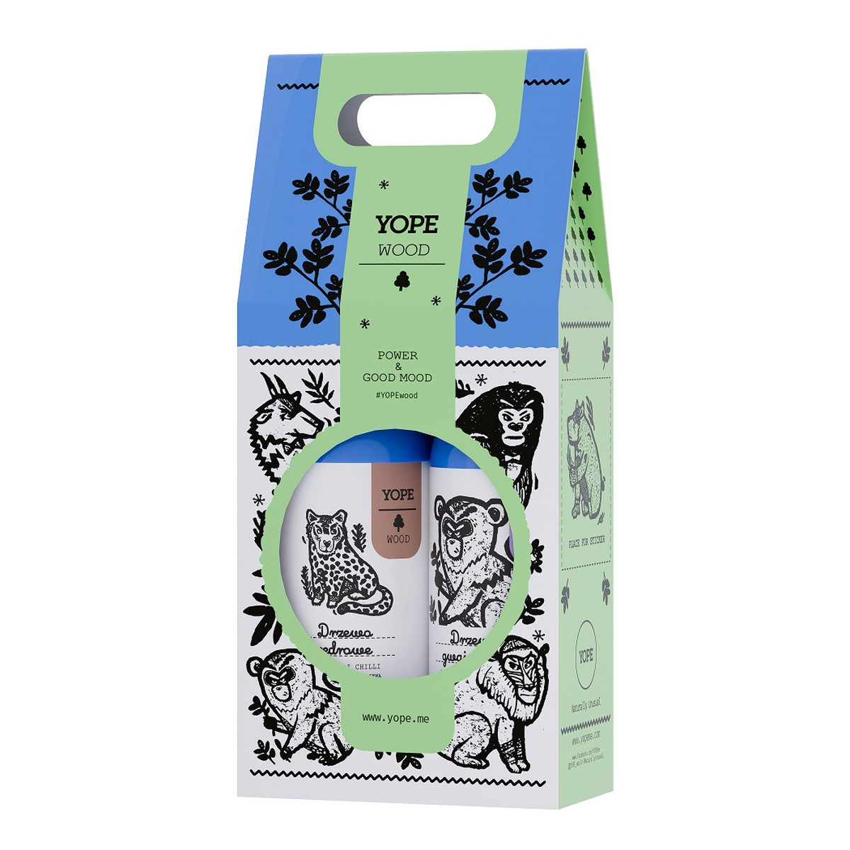 Yope Wood Zestaw naturalny żel pod prysznic drzewo cedrowe 400ml + naturalny szampon do włosów drzewo gwajakowe 300ml