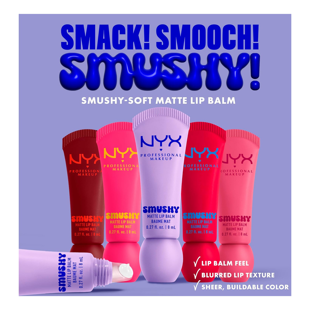 NYX Professional MakeUp Smushy Nawilżająco-matujący balsam do ust z pigmentem 8ml
