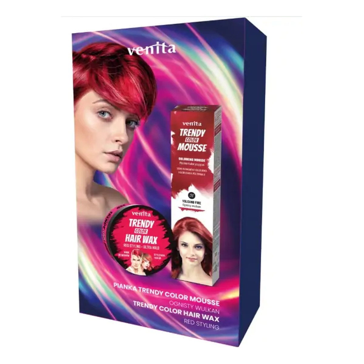 Venita Trendy Color zestaw Pianka koloryzująca 31 + Wosk czerwony 75ml