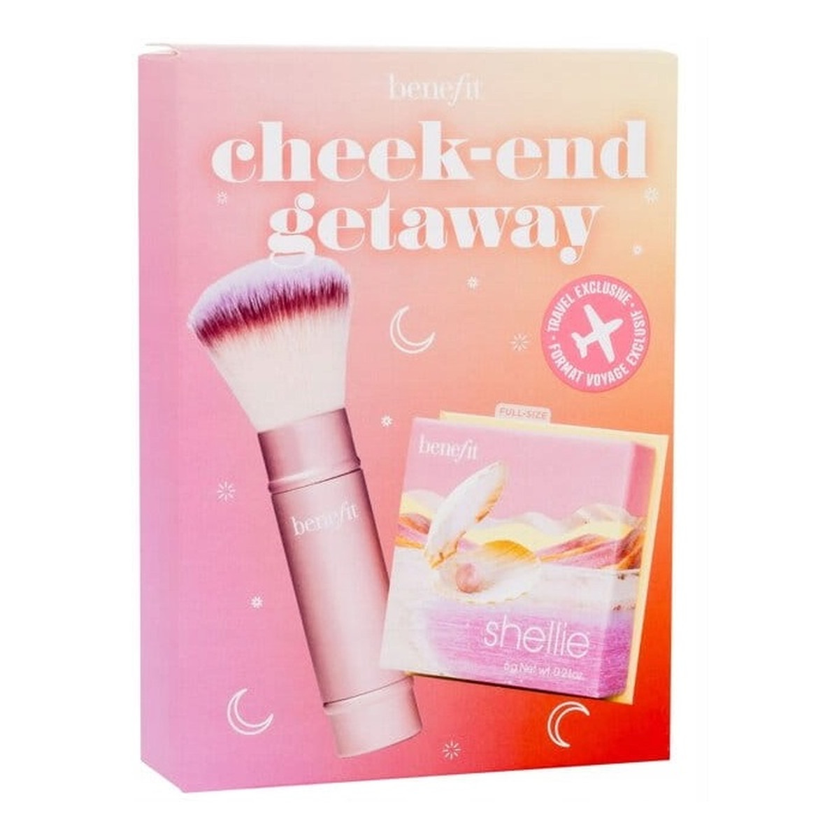 Benefit Cheek-End Getaway Zestaw miękki róż w pudrze 6g + wielozadaniowy pędzel do makijażu