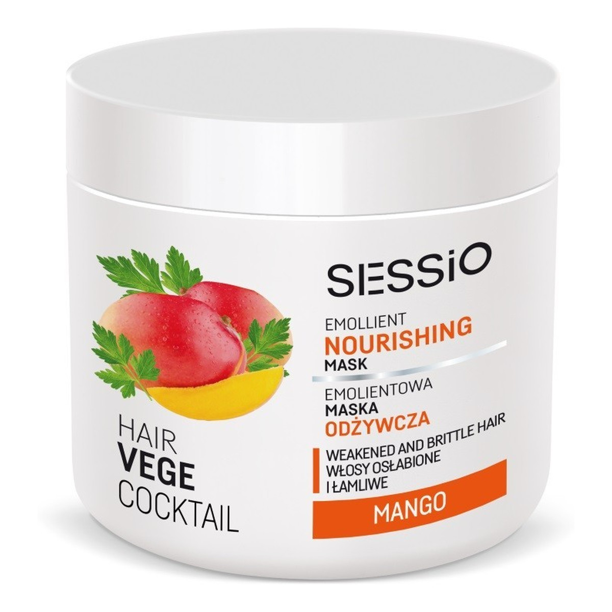 Sessio Hair Vege Cocktail Hair Vege Cocktail Emollient Nourishing Mask emolientowa maska odżywcza do włosów osłabionych i łamliwych Mango 450g