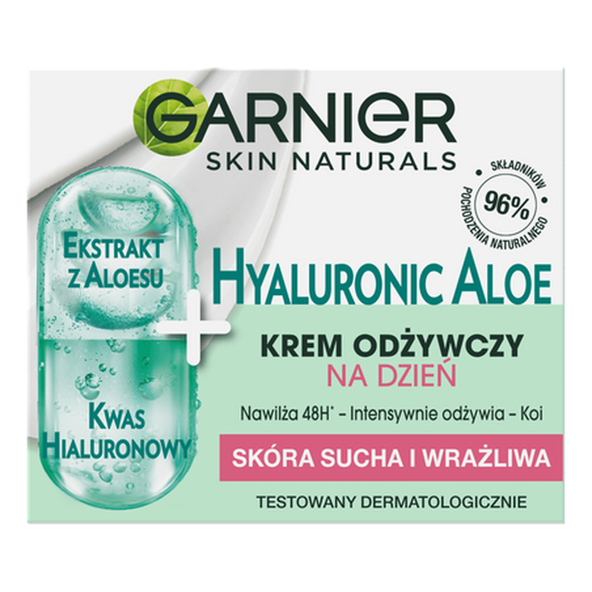 Garnier Skin Naturals Hyaluronic Aloe Lekki Krem odżywczy - cera sucha i wrażliwa 50ml