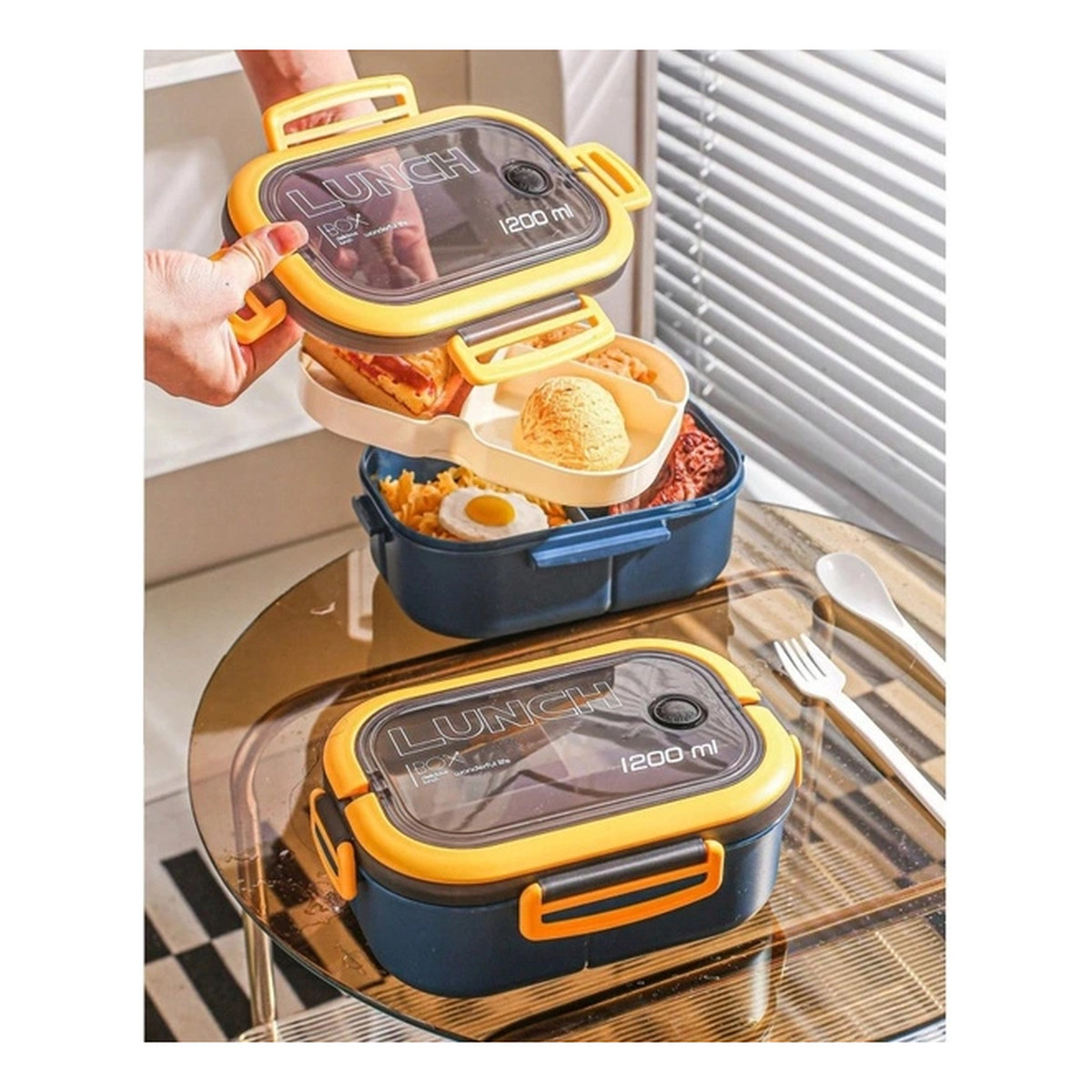 Ecarla Lunch Box Śniadaniówka Ze Sztućcami Granat PJM44GRAN