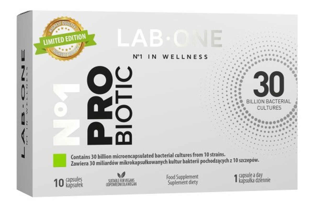 N°1 probiotic suplement diety wspomagający działanie mikroflory bakteryjnej jelit 10 kapsułek