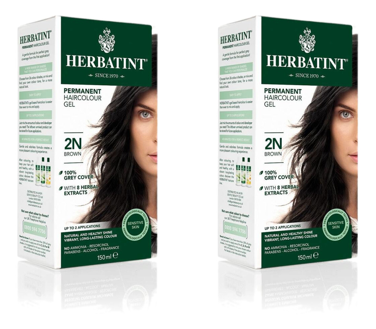 Trwała Farba Do Włosów W Żelu Brązowy (2N) x2