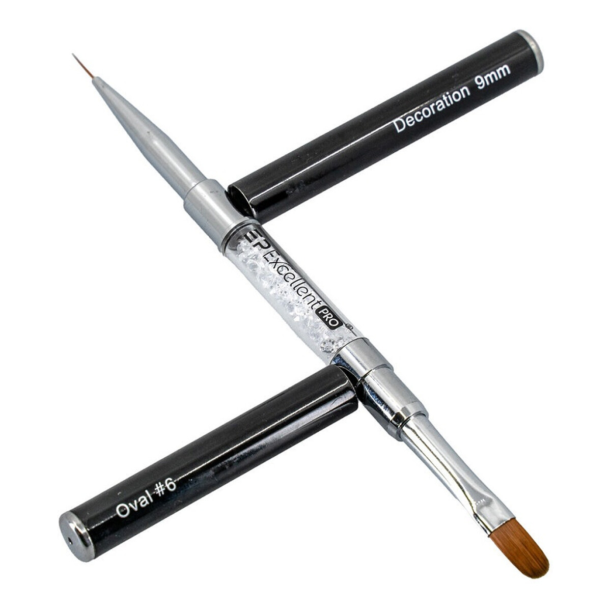 Excellent PRO Decoration pędzelek 2w1 z cyrkoniami oval #6 9mm