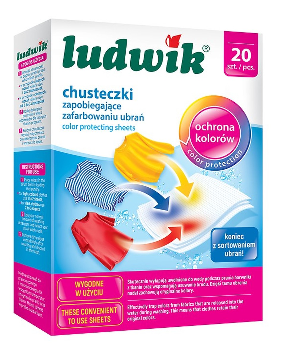 CHUSTECZKI DO PRANIA ZAPOBIEGAJĄCE ZAFARBOWANIU UBRAŃ 20szt