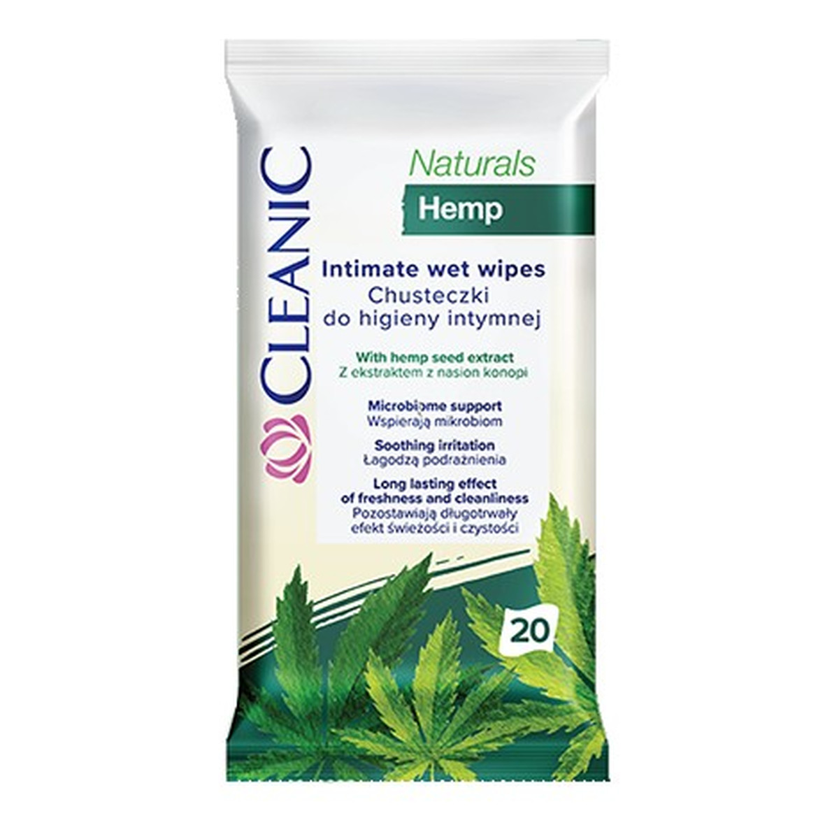 Cleanic chusteczki do higieny intymnej naturals hemp 1op.-20szt