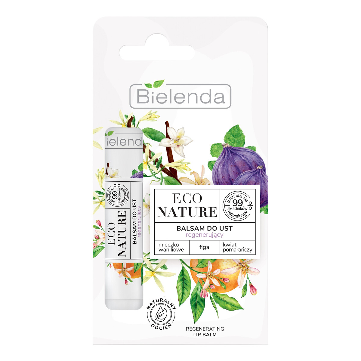 Bielenda ECO NATURE Balsam do ust regenerujący mleczko waniliowe + figa + kwiat pomarańczy 10g