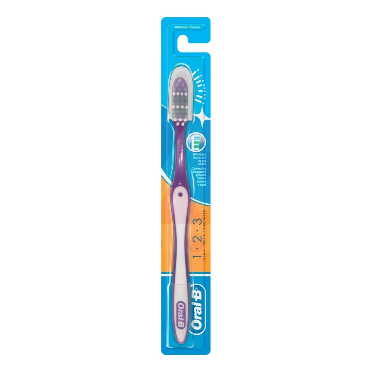 Oral-B 1-2-3 Shiny Clean Manualna szczoteczka do zębów średnia