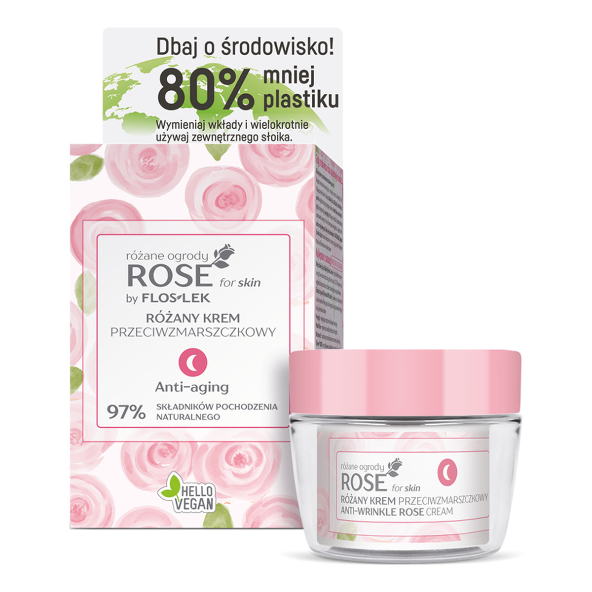 FlosLek Rose for Skin Różany Krem przeciwzmarszczkowy na noc 50ml