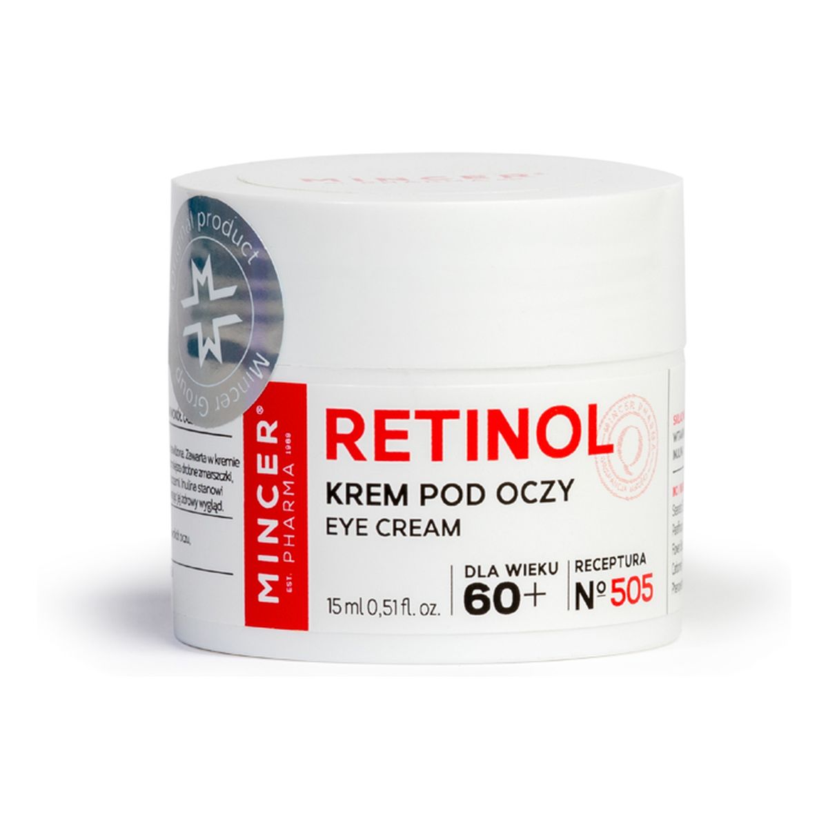 Mincer Pharma Retinol Ujędrniający krem od twarzy Półtłusty No 502 + Krem pod oczy No 505