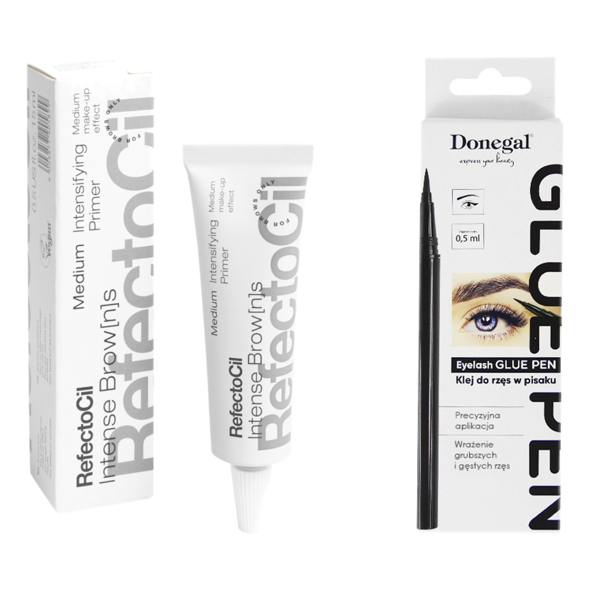 RefectoCil Intense Brow[n]s Intensifying Primer Medium + klej do rzęs w pisaku