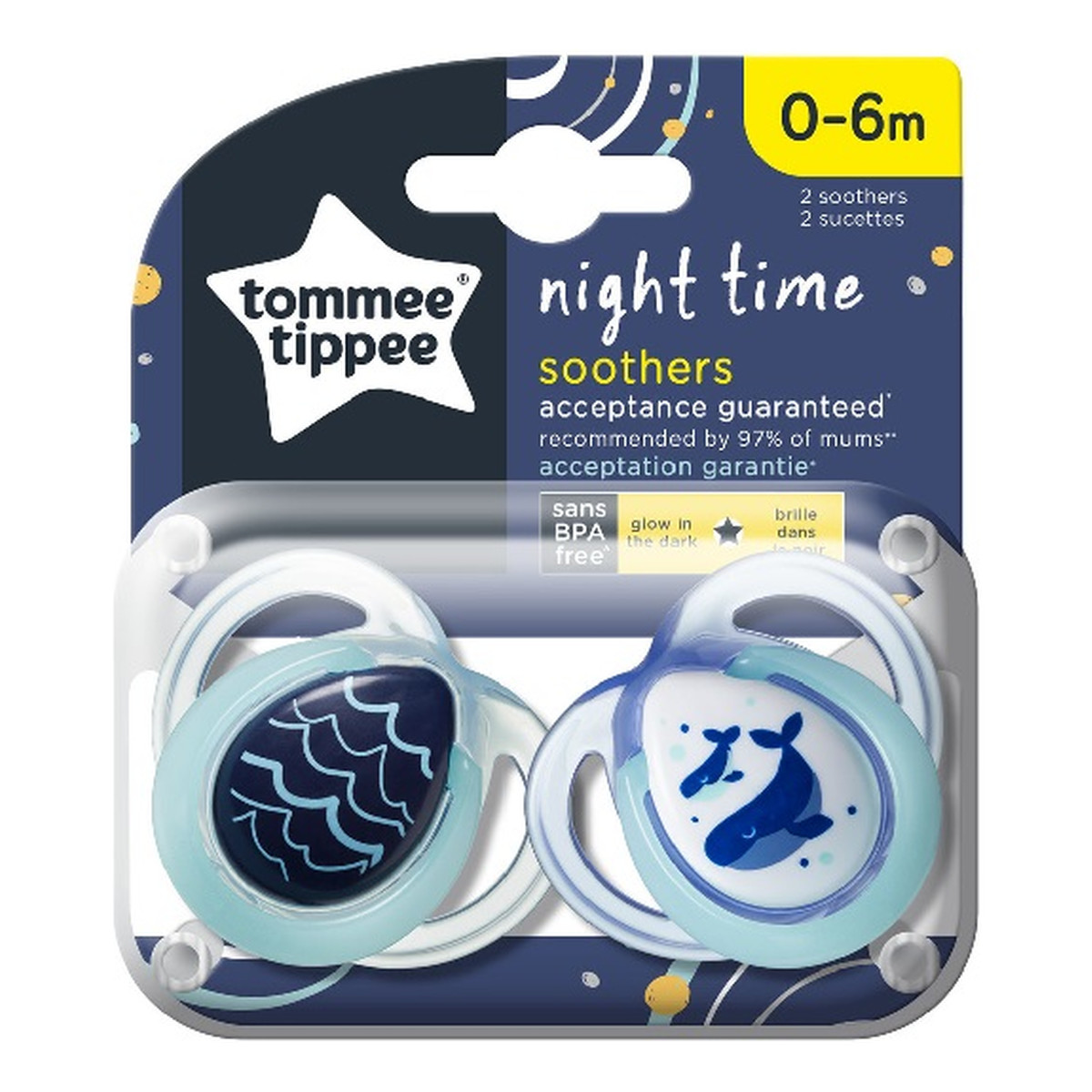 Tommee Tippee Night time smoczek uspokajający 0-6m 2szt