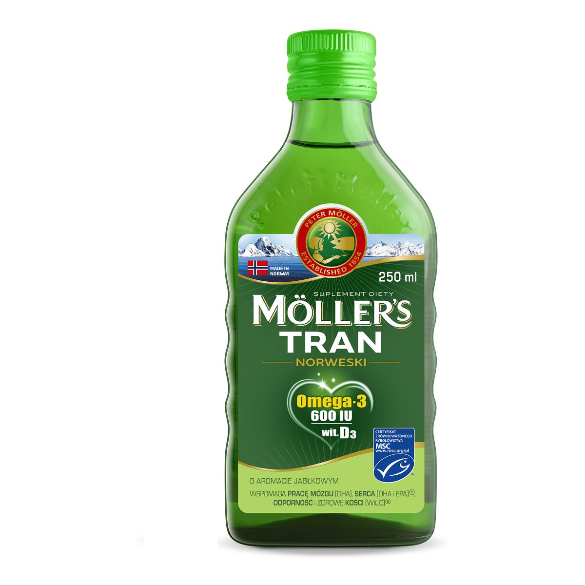Moller's Tran Norweski suplement diety Jabłkowy 250ml
