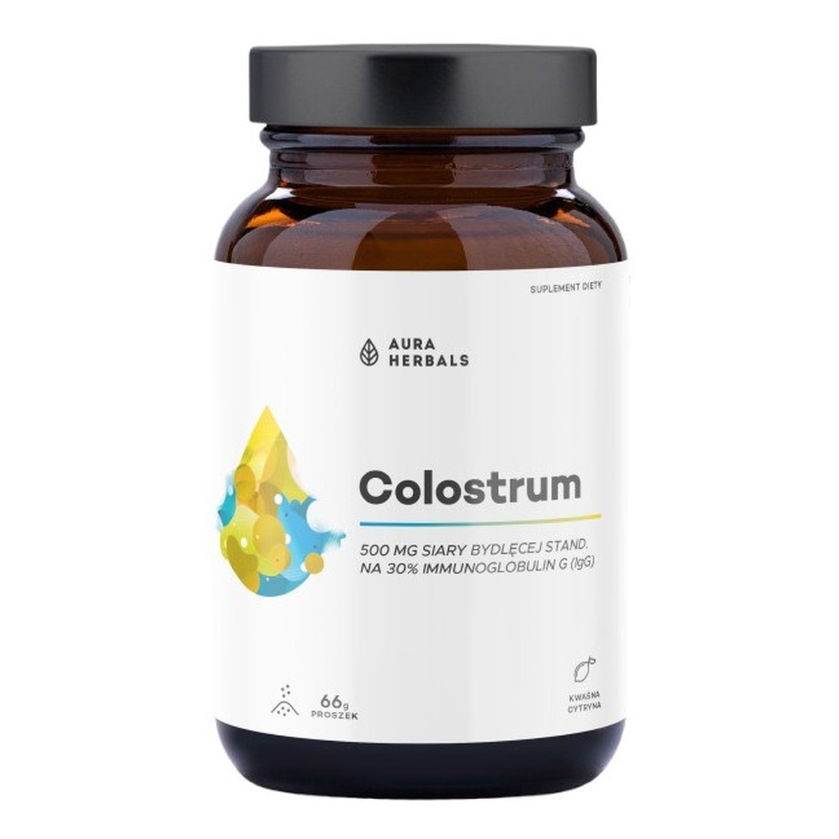 Aura Herbals Colustrum 500mg suplement diety Kwaśna Cytryna 66g