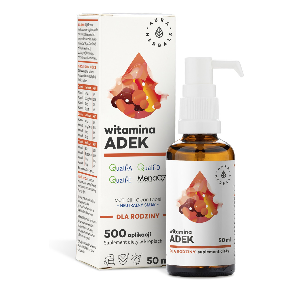 Aura Herbals Witamina ADEK z MCT dla rodziny - krople 50ml