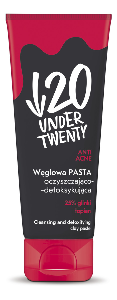 Węglowa PASTA oczyszczająco-detoksykująca 25% glinki łopian